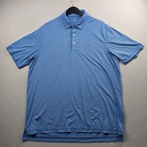 Vineyard Vines Mens Blue Striped Performance Polo Shirt Large Short Sleeve Golf